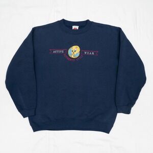 Vintage 90s 1998 Looney Tunes Active Wear Tweety Bird Blue